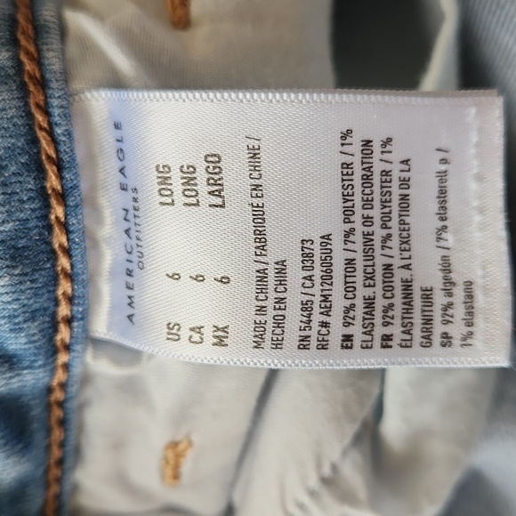 American Eagle Super Stretch Skinny Jeans 6 Long Blue Light Wash - Picture 3 of 3